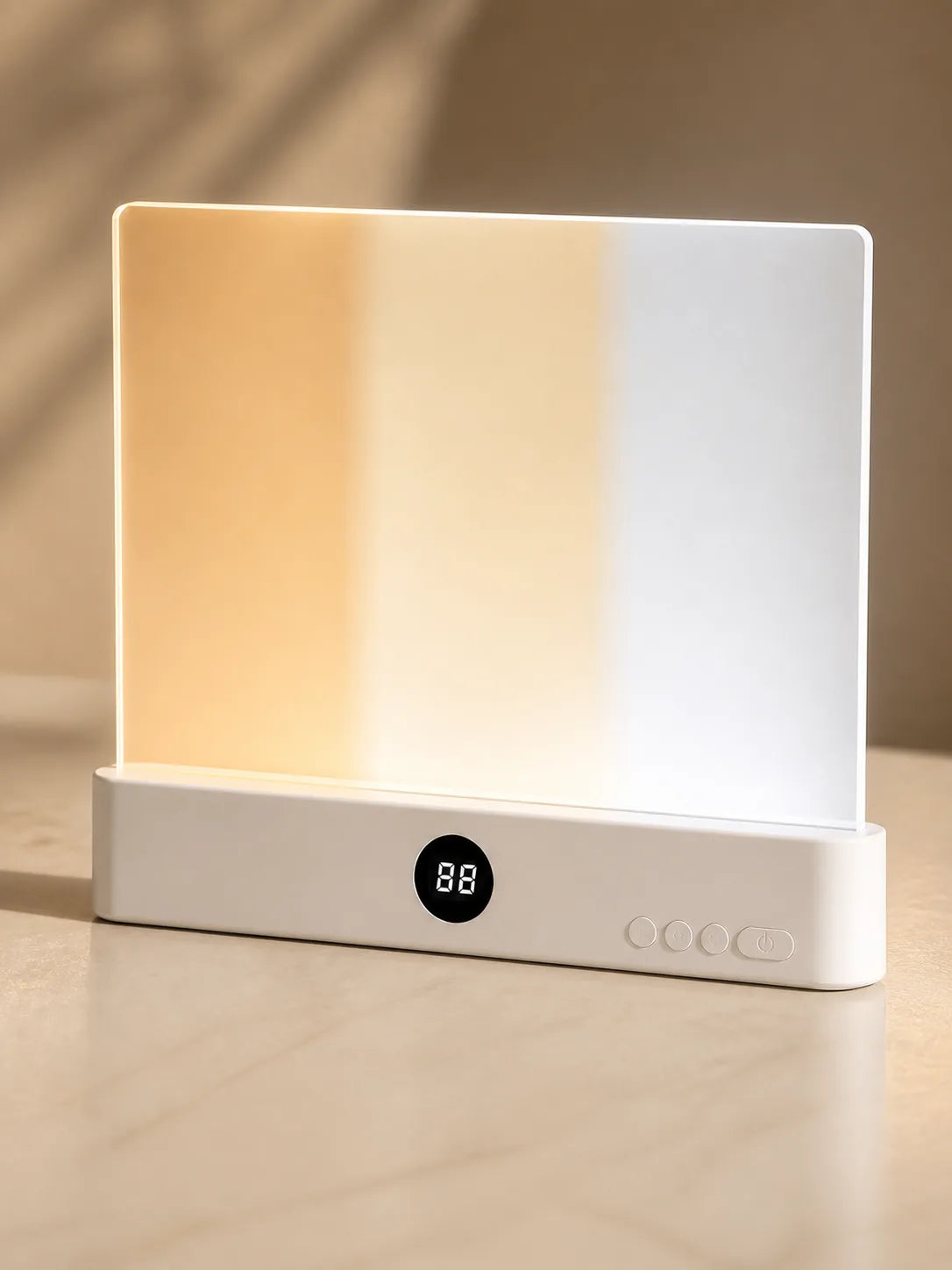 White Lumalli showing warm neutral and cool light color modes