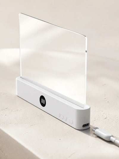 Lumalli slim profile and USB-C charging port in a studio setting